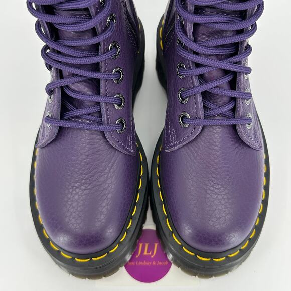 Dr. Martens Women's Jadon III Rick Purple Pisa Leather Platform Boots Size 5 - Picture 4 of 11